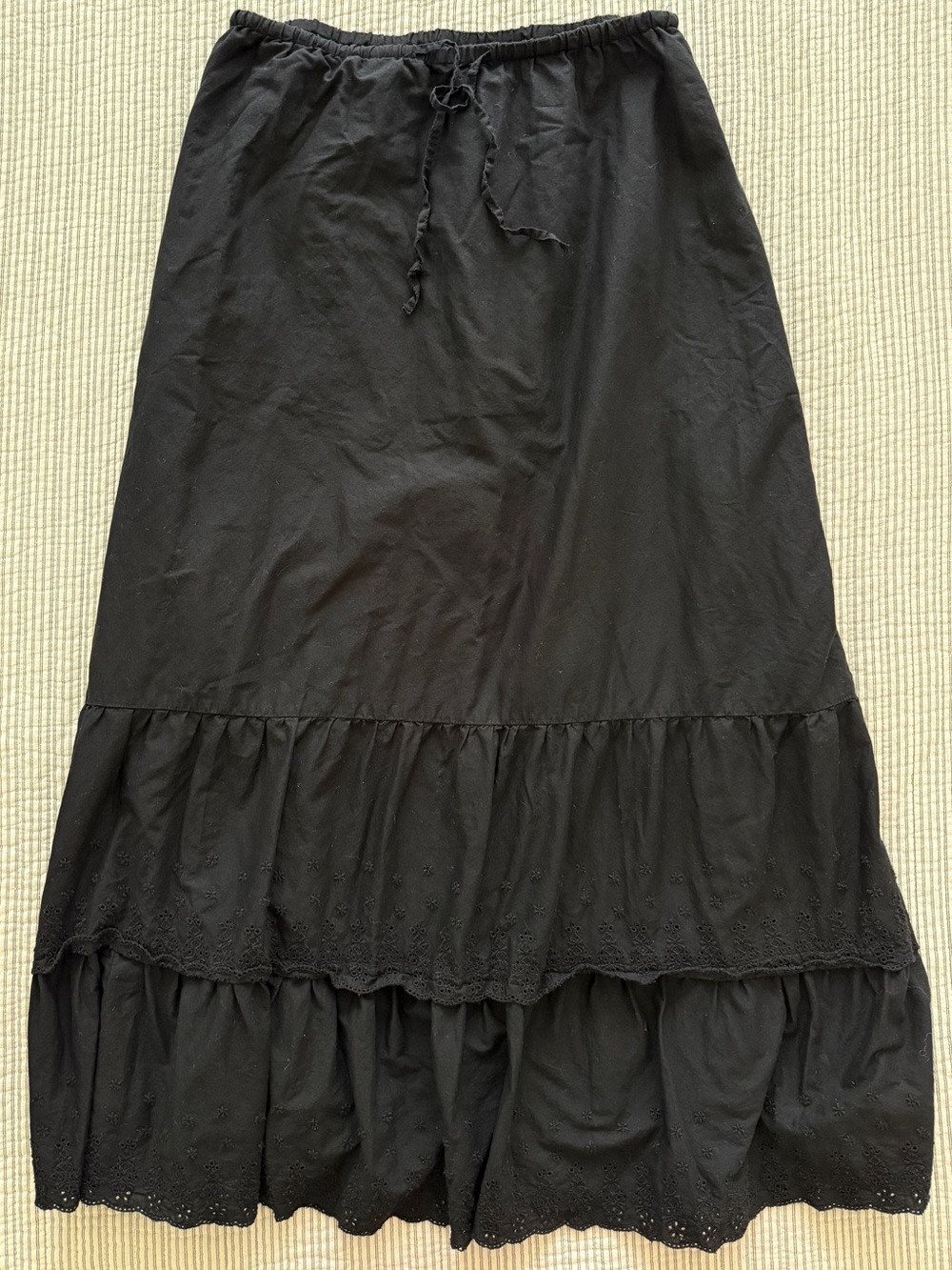 GAP Black Tiered Maxi Skirt with Drawstring Waist